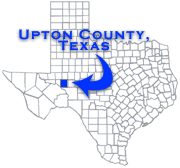 Map of Texas showing location of Upton County